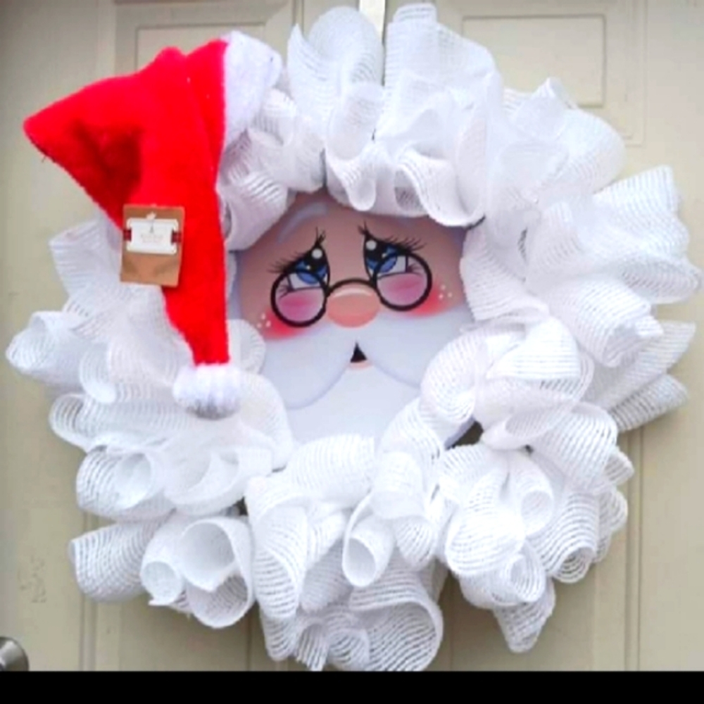 Festive Santa Wreath with Red Hat